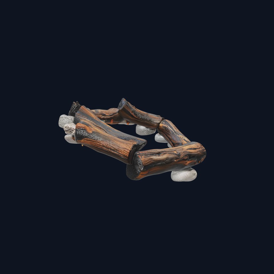 Realistic Campfire Model Pack with Detailed Logs and Stones